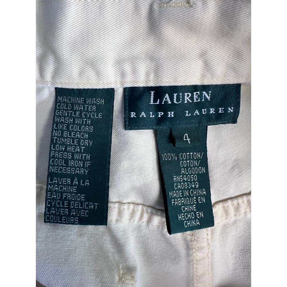 Lauren Ralph Lauren Straight Leg Pants Womens 4 Cream High Rise Preppy Classic - Picture 3 of 8